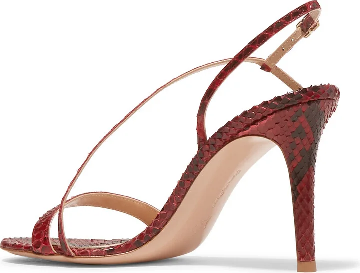 Gianvito Rossi - 85 Python Slingback Sandals - Red - Image 3