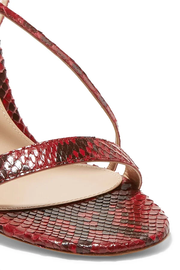 Gianvito Rossi - 85 Python Slingback Sandals - Red - Image 5
