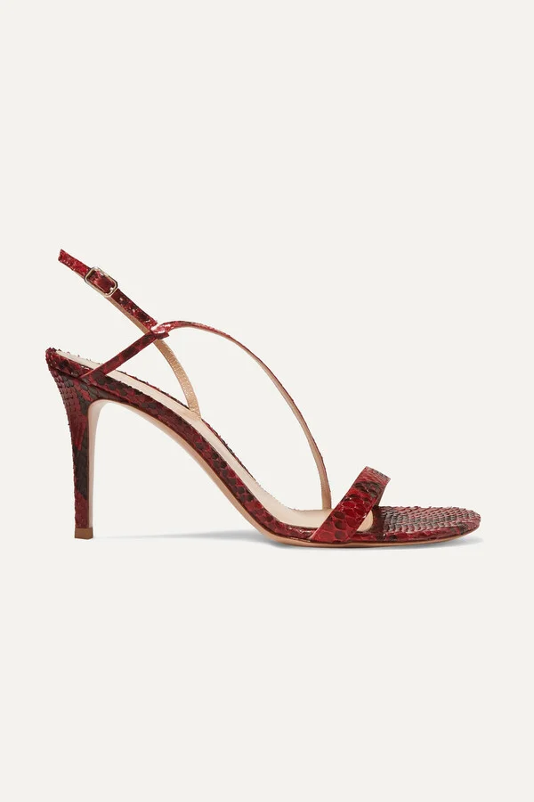 Gianvito Rossi - 85 Python Slingback Sandals - Red