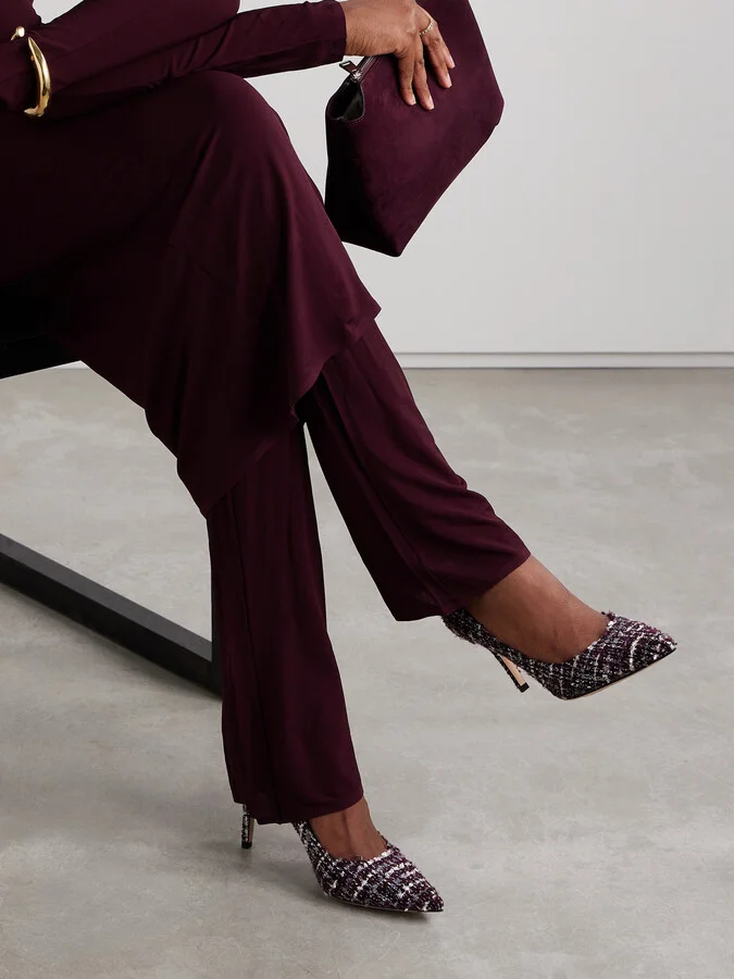 Gianvito Rossi - 85 Tweed Pumps - Burgundy - Image 2