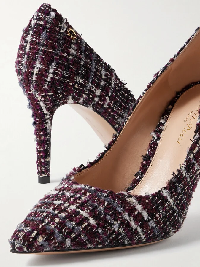 Gianvito Rossi - 85 Tweed Pumps - Burgundy - Image 4