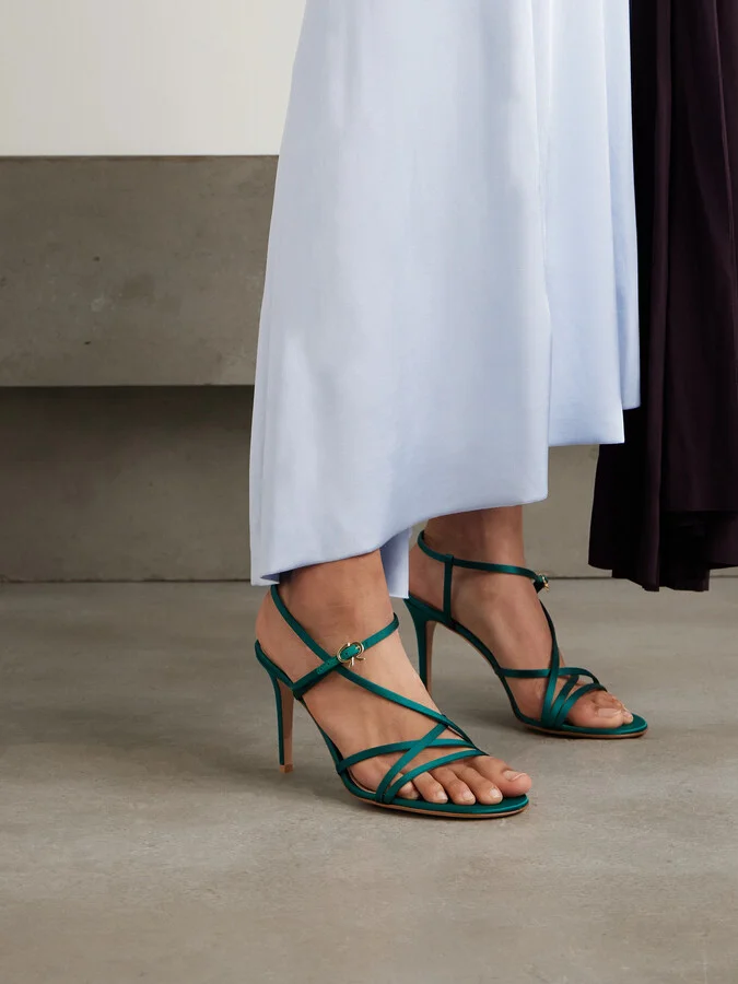 Gianvito Rossi - 85mm Satin Sandals - Green - Image 2