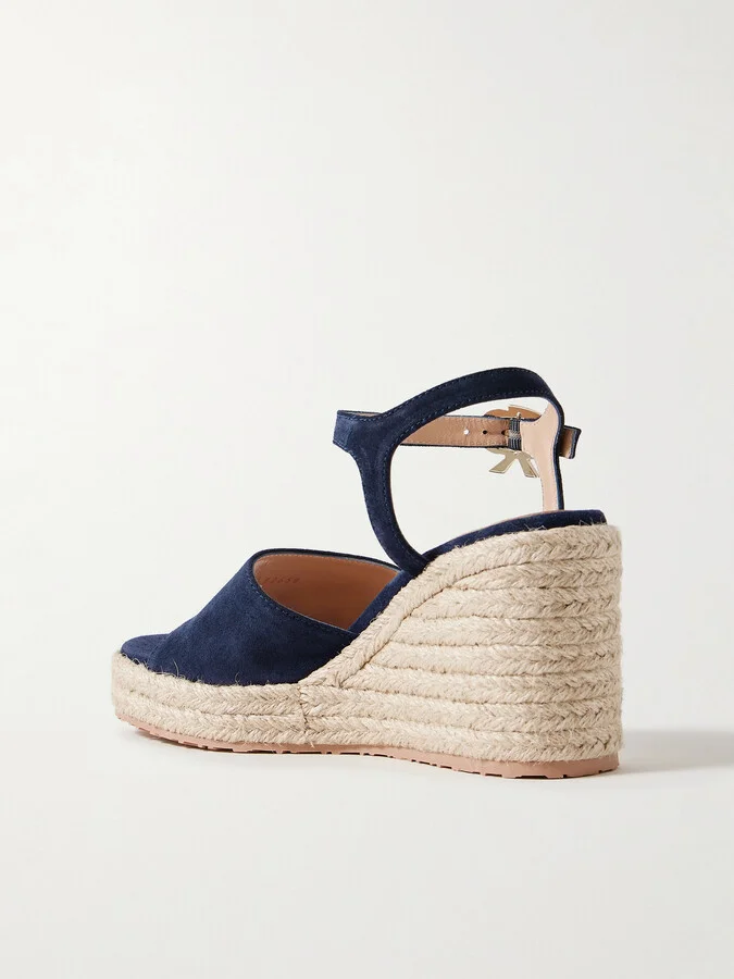 Gianvito Rossi - 90 Suede Espadrille Wedge Sandals - Blue - Image 2