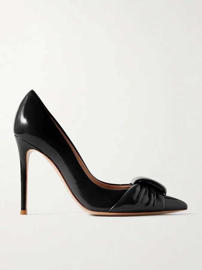 Gianvito Rossi - 95 Gathered Glossed-leather Pumps - Black