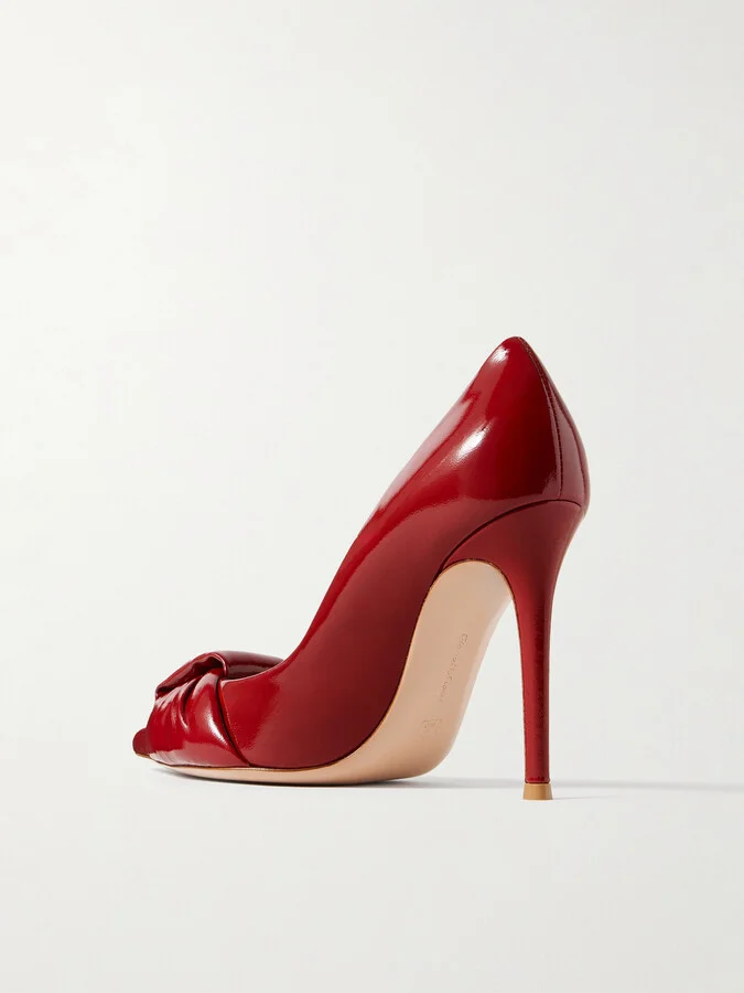 Gianvito Rossi - 95 Gathered Glossed-leather Pumps - IT39 - Image 3