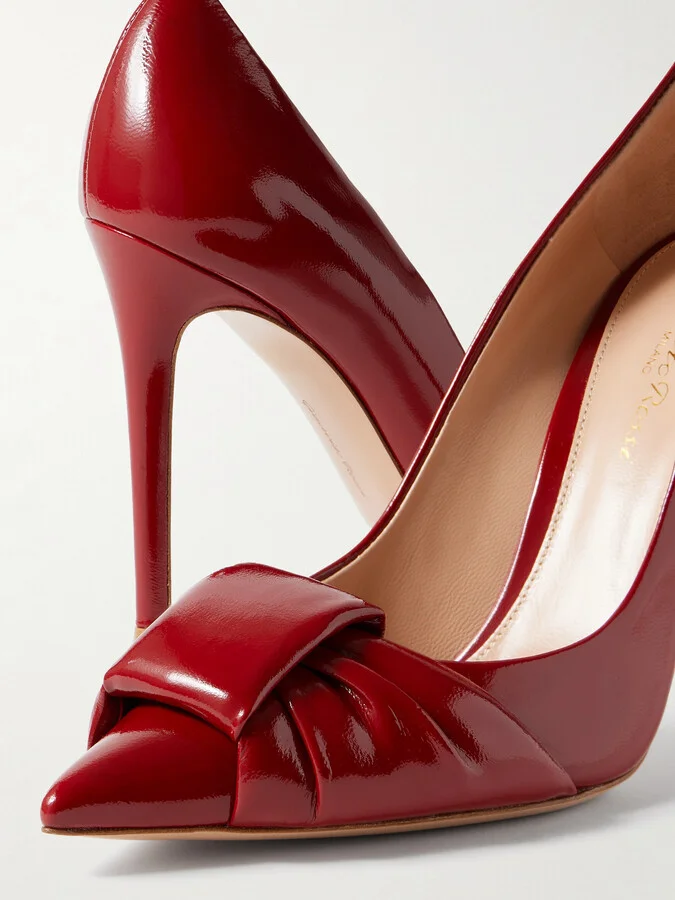 Gianvito Rossi - 95 Gathered Glossed-leather Pumps - IT39 - Image 4
