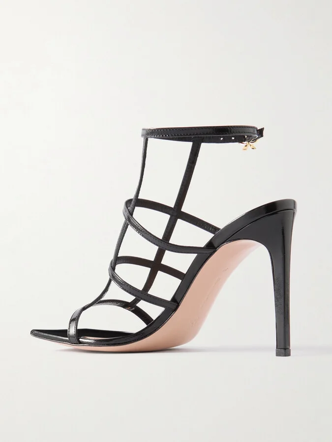 Gianvito Rossi - 95 Glossed-leather Sandals - Black - Image 3
