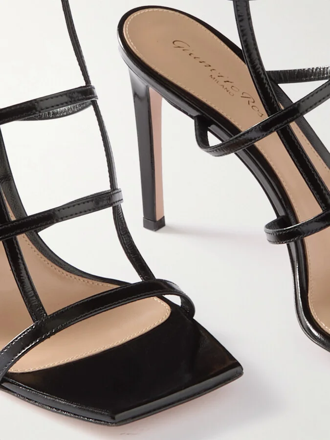 Gianvito Rossi - 95 Glossed-leather Sandals - Black - Image 4