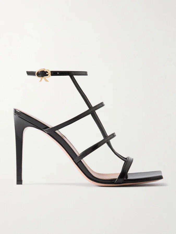 Gianvito Rossi - 95 Glossed-leather Sandals - Black
