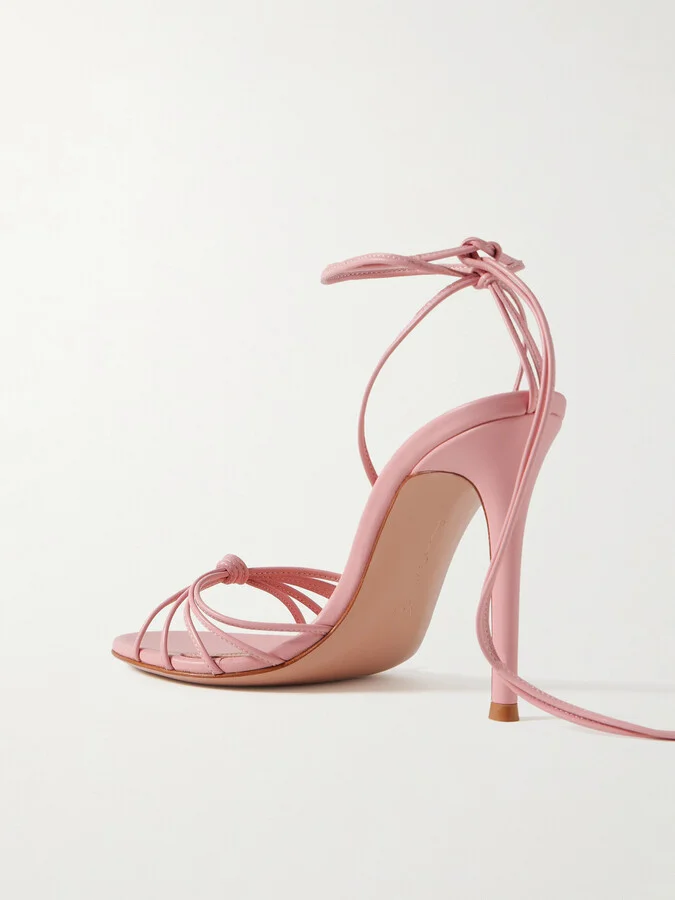 Gianvito Rossi - 95 Knotted Leather Sandals - Pink - Image 3