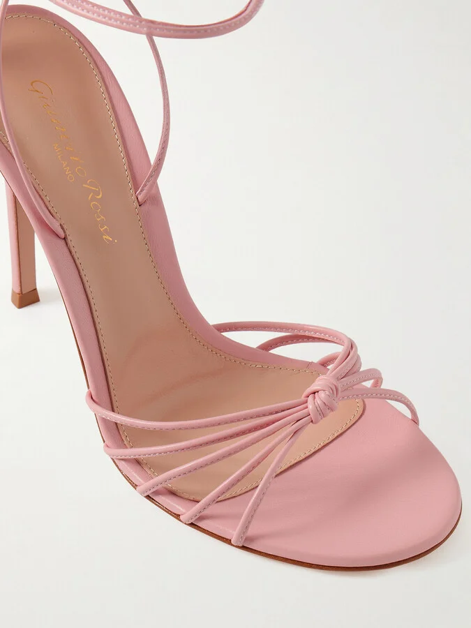 Gianvito Rossi - 95 Knotted Leather Sandals - Pink - Image 4