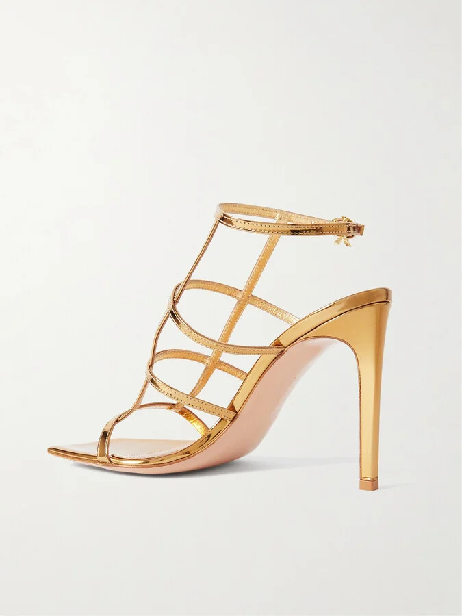 Gianvito Rossi - 95 Metallic Leather Sandals - Gold - Image 3