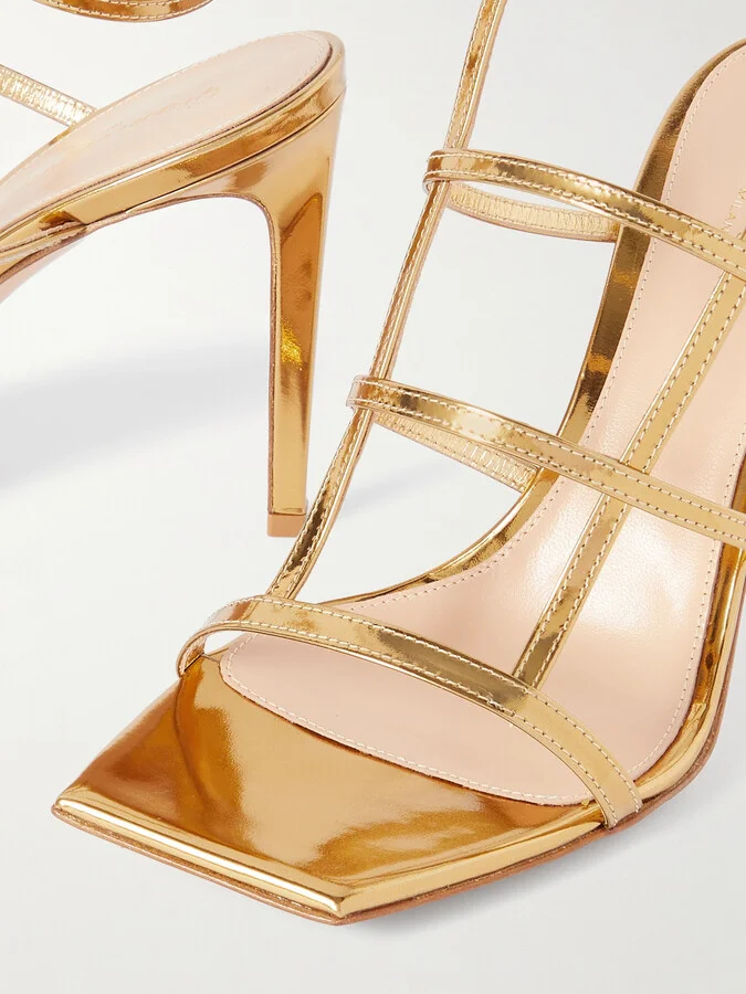 Gianvito Rossi - 95 Metallic Leather Sandals - Gold - Image 4