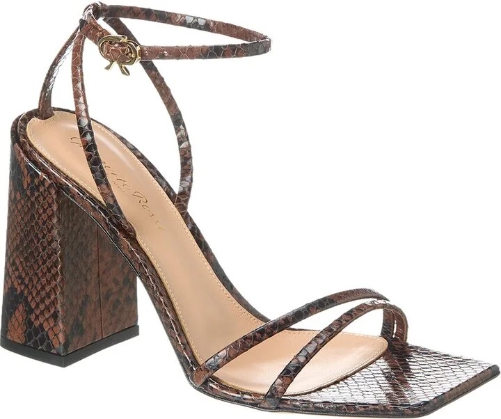 Gianvito Rossi 95 Snake-Embossed Leather Sandal