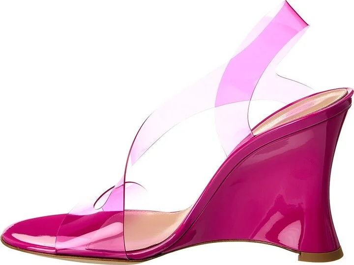 Gianvito Rossi 95 Vinyl & Patent Wedge Sandal - Image 2
