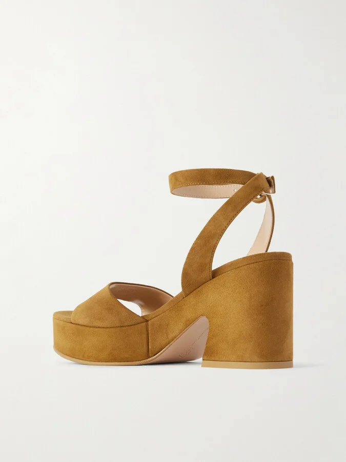 Gianvito Rossi - Alma 55 Suede Platform Sandals - Brown - Image 3
