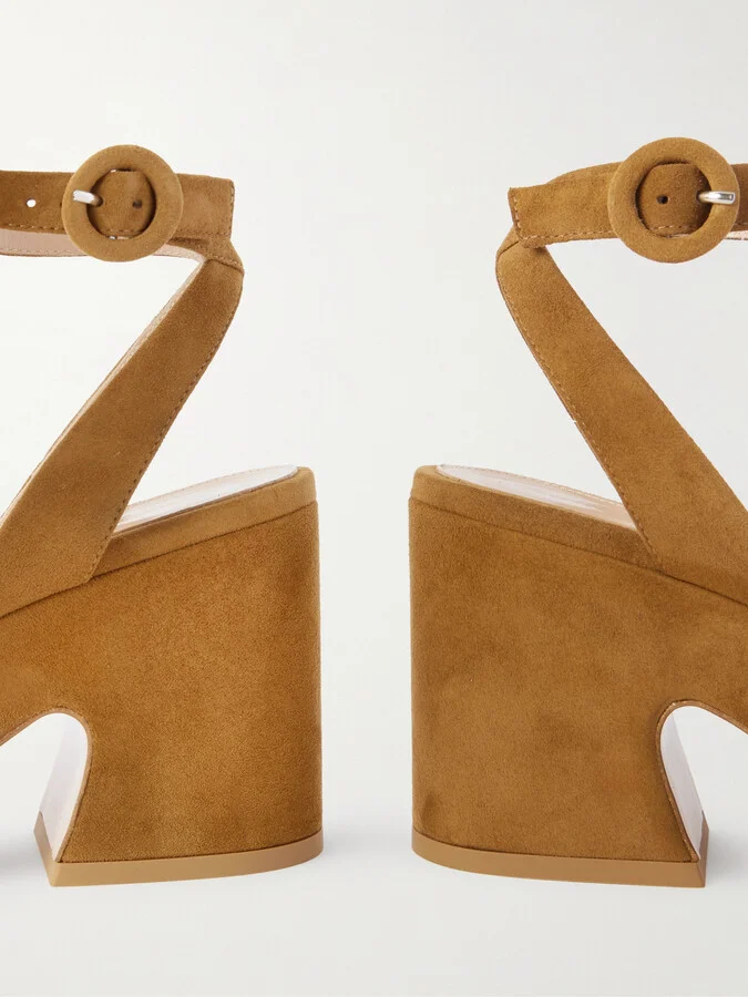 Gianvito Rossi - Alma 55 Suede Platform Sandals - Brown - Image 4