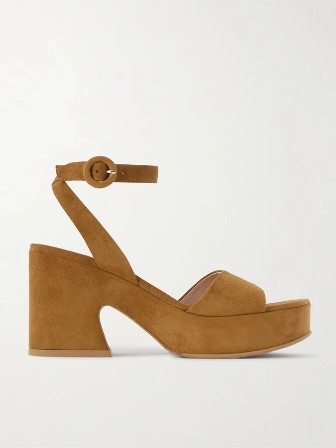 Gianvito Rossi - Alma 55 Suede Platform Sandals - Brown