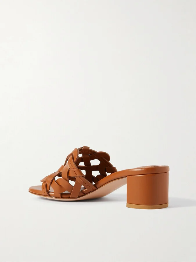Gianvito Rossi - Amalfi 45 Woven Leather Sandals - Brown - Image 3