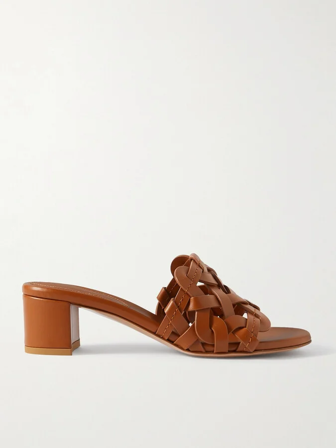 Gianvito Rossi - Amalfi 45 Woven Leather Sandals - Brown