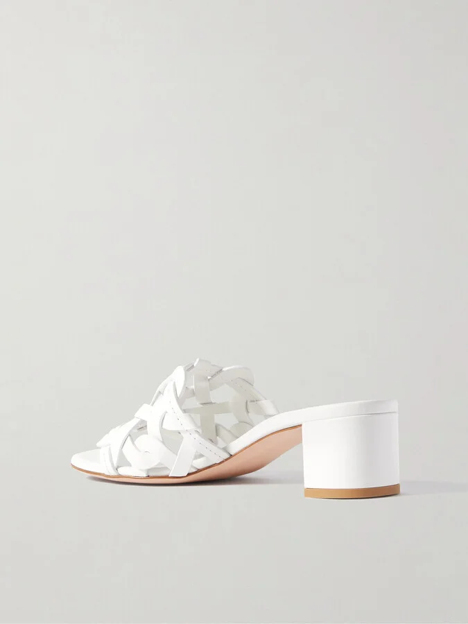 Gianvito Rossi - Amalfi 45 Woven Leather Sandals - White - Image 3