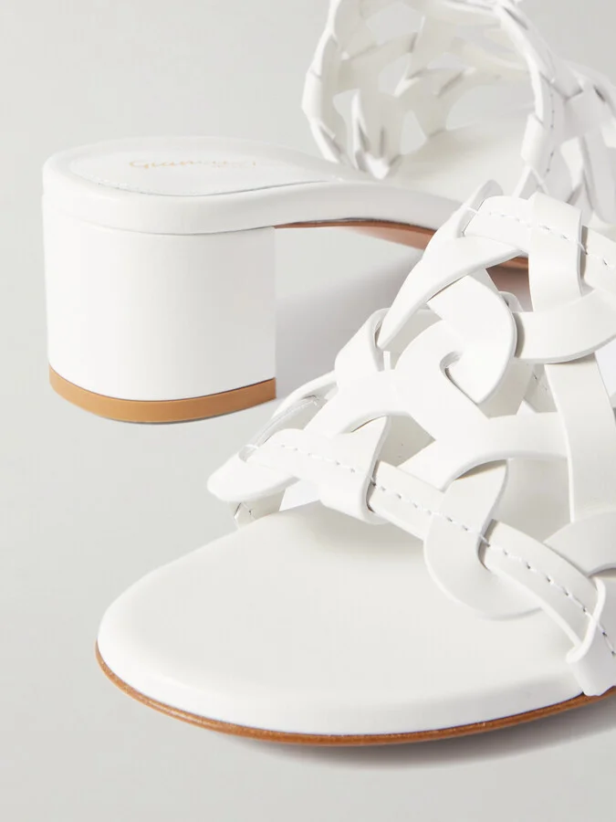 Gianvito Rossi - Amalfi 45 Woven Leather Sandals - White - Image 4