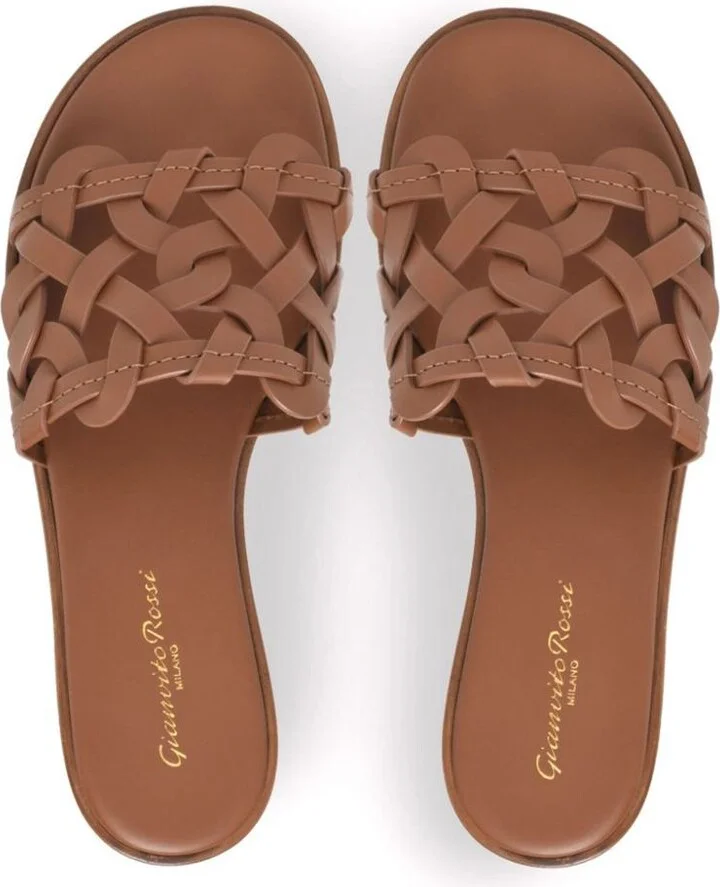 Gianvito Rossi Amalfi Leather Flat Sandals - Image 3