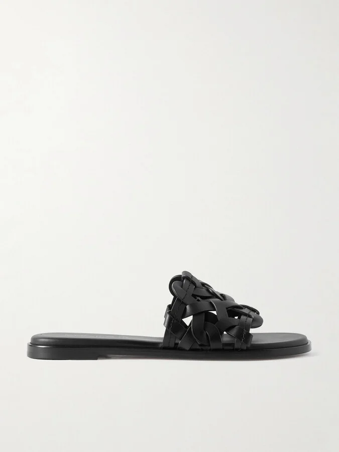Gianvito Rossi - Amalfi Woven Leather Slides - Black