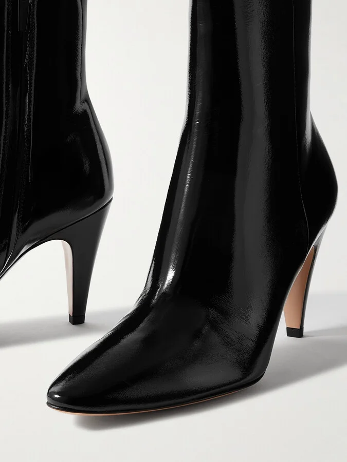 Gianvito Rossi - Amelia 80 Glossed-leather Ankle Boots - Black - Image 4