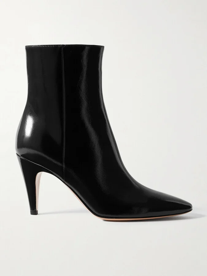 Gianvito Rossi - Amelia 80 Glossed-leather Ankle Boots - Black