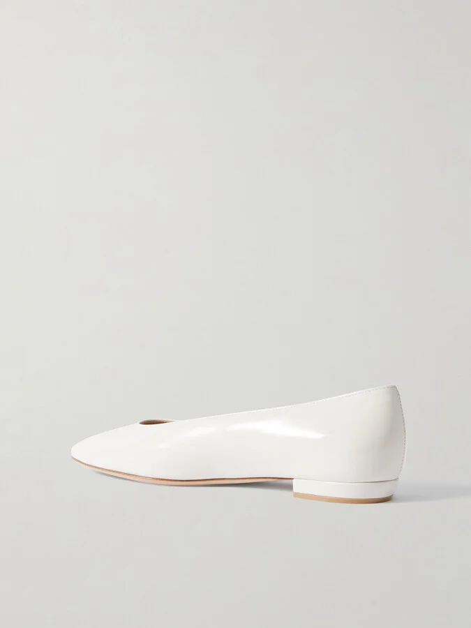 Gianvito Rossi - Amelia Glossed-leather Ballet Flats - White - Image 3