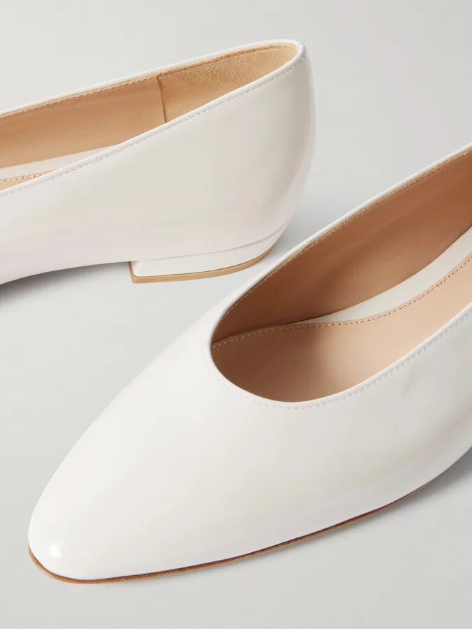 Gianvito Rossi - Amelia Glossed-leather Ballet Flats - White - Image 4