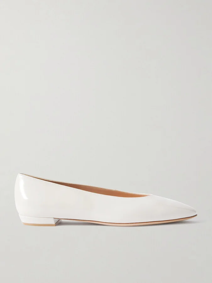 Gianvito Rossi - Amelia Glossed-leather Ballet Flats - White