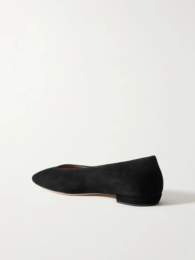 Gianvito Rossi - Amelia Suede Point-toe Flats - Black - Image 3