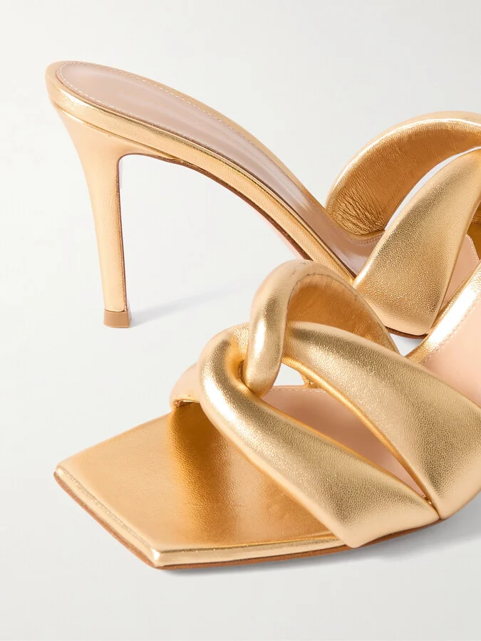 Gianvito Rossi - Amour 85 Leather Mules - Gold - Image 4