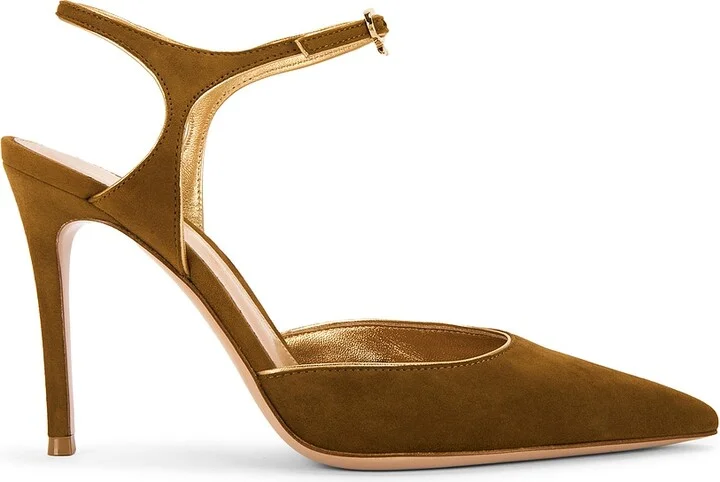 Gianvito Rossi Ankle Strap Pump in Brown