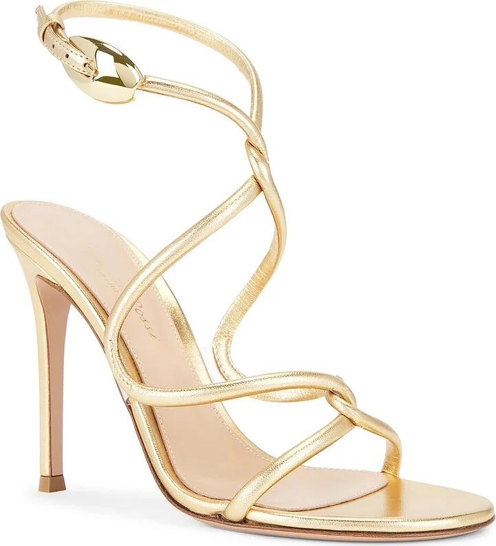Gianvito Rossi Ankle Strap Sandal in Metallic Gold - Image 2