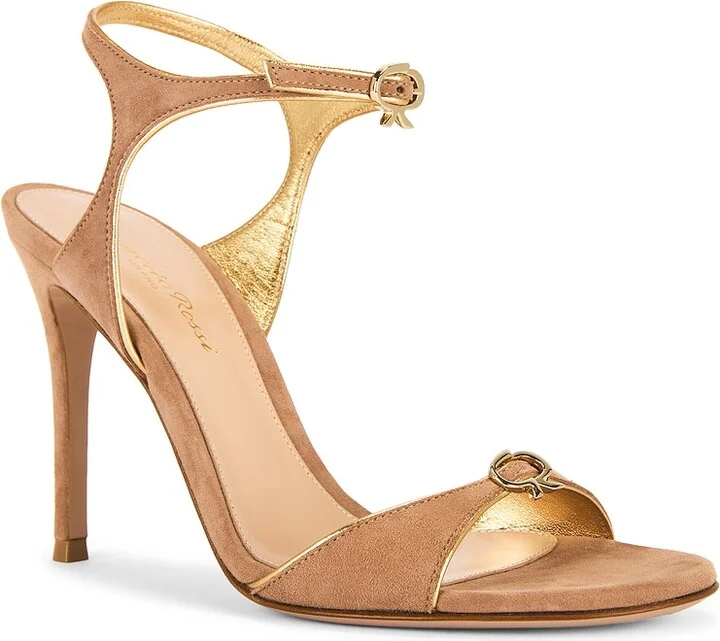 Gianvito Rossi Ankle Strap Sandal in Metallic Gold - Image 2