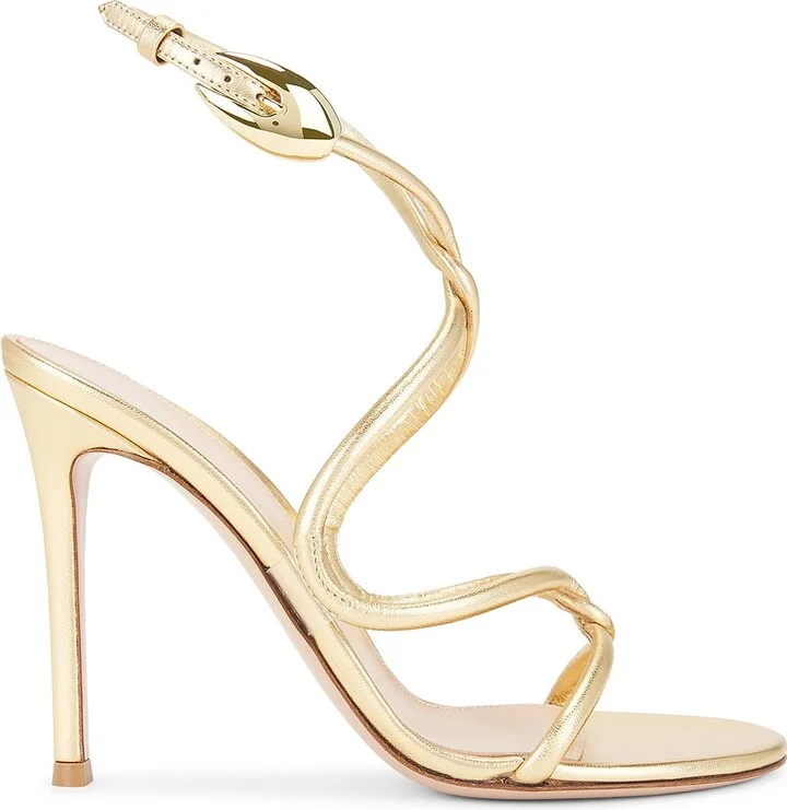 Gianvito Rossi Ankle Strap Sandal in Metallic Gold