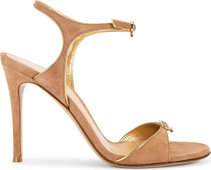 Gianvito Rossi Ankle Strap Sandal in Metallic Gold