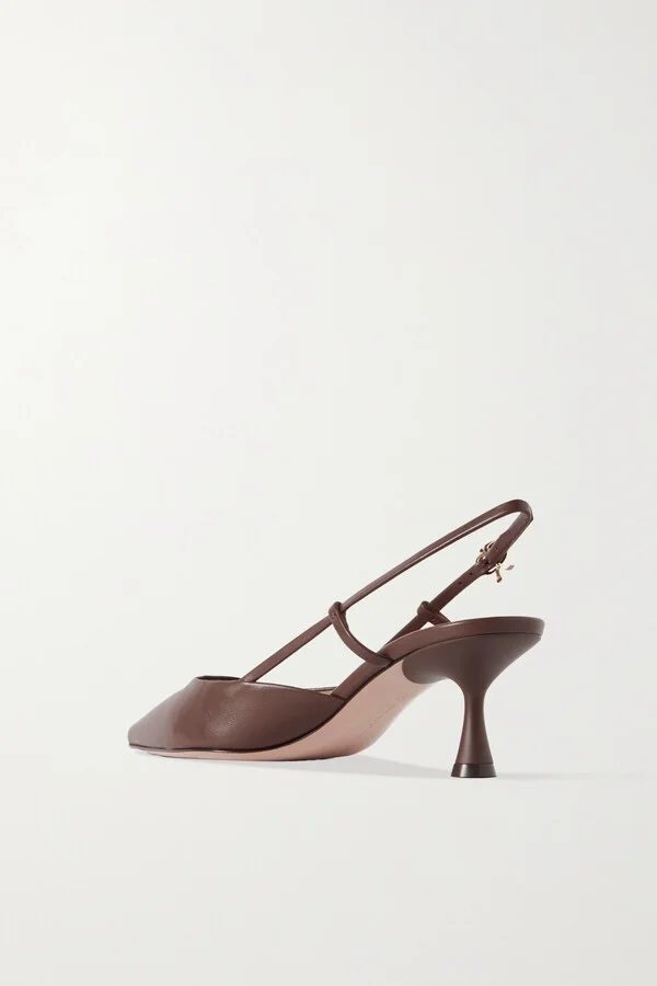 Gianvito Rossi - Ascent 55 Leather Slingback Pumps - Brown - Image 3