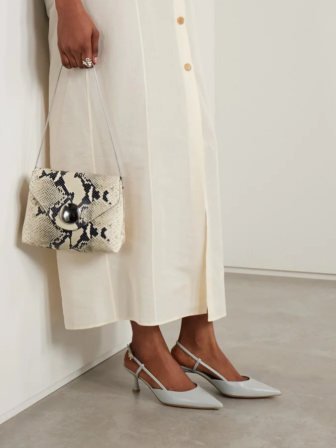 Gianvito Rossi - Ascent 55 Leather Slingback Pumps - Gray - Image 2