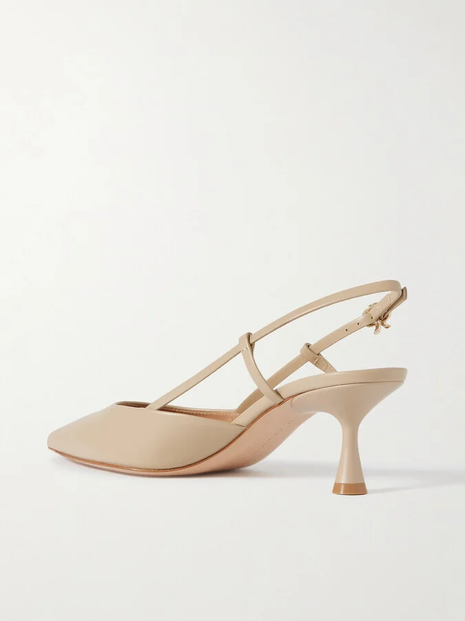 Gianvito Rossi - Ascent 55 Leather Slingback Pumps - Neutrals - Image 3