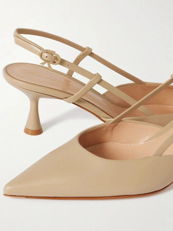 Gianvito Rossi - Ascent 55 Leather Slingback Pumps - Neutrals - Image 4