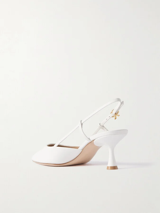 Gianvito Rossi - Ascent 55 Leather Slingback Pumps - White - Image 3