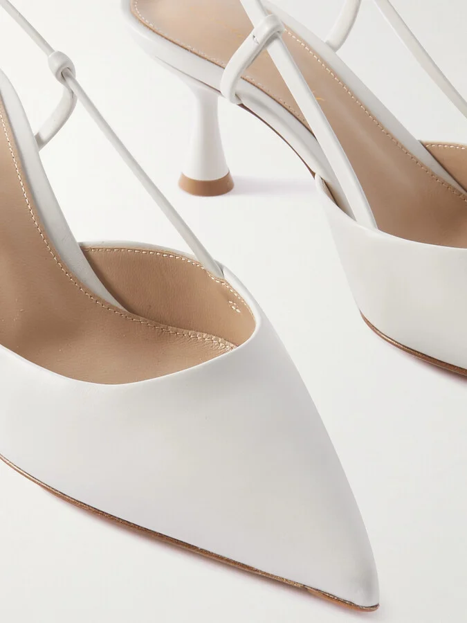 Gianvito Rossi - Ascent 55 Leather Slingback Pumps - White - Image 4