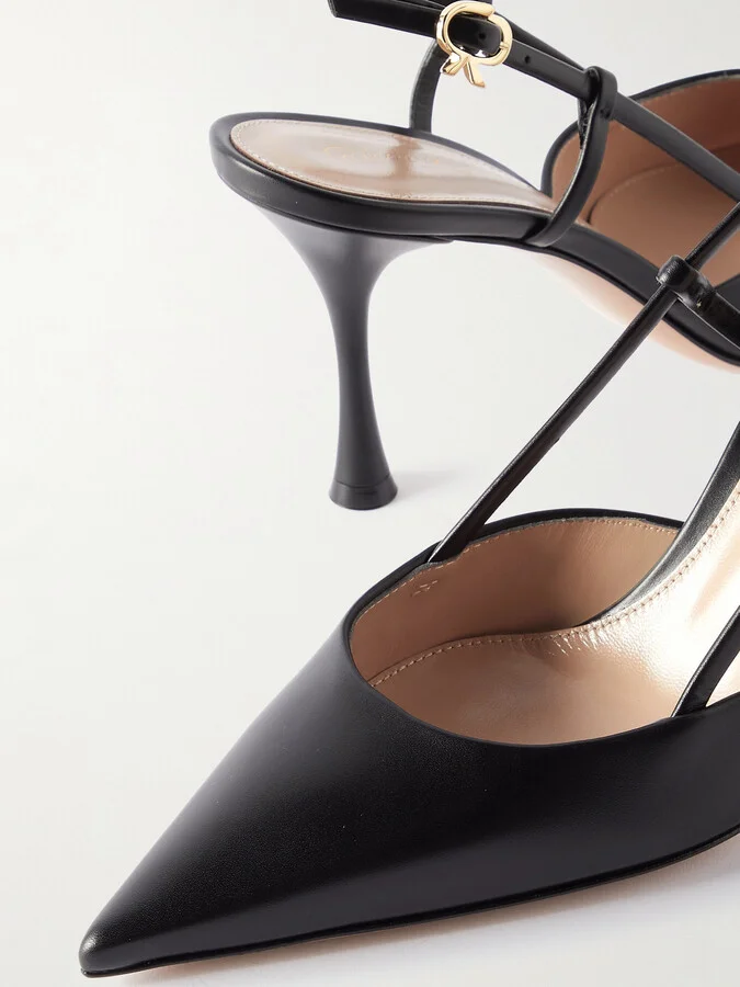 Gianvito Rossi - Ascent 85 Leather Slingback Pumps - Black - Image 4