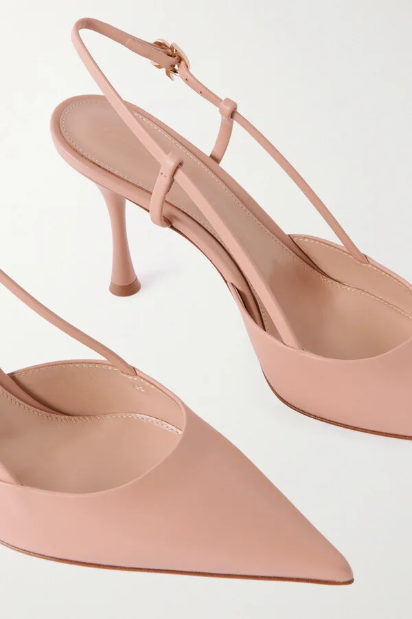 Gianvito Rossi - Ascent 85 Leather Slingback Pumps - Neutrals - Image 4