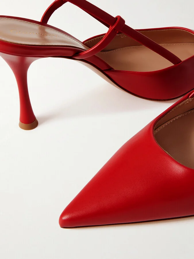 Gianvito Rossi - Ascent 85 Leather Slingback Pumps - Red - Image 4