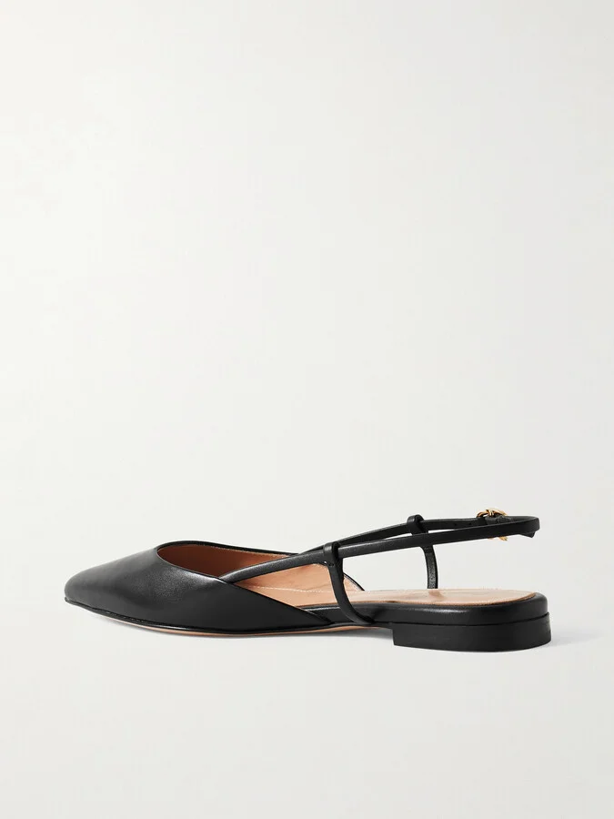 Gianvito Rossi - Ascent Leather Point-toe Flats - Black - Image 3